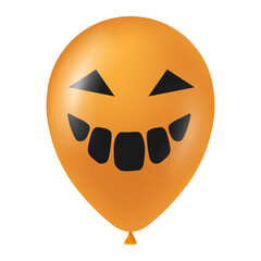 Halloween orange balloon illustration with scary and funny face