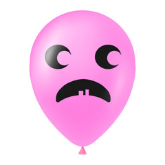 Halloween pink balloon illustration with scary and funny face