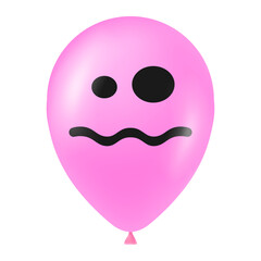 Halloween pink balloon illustration with scary and funny face
