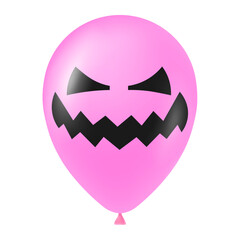 Halloween pink balloon illustration with scary and funny face