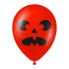 Fototapeta premium Halloween red balloon illustration with scary and funny face