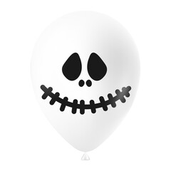 Halloween white balloon illustration with scary and funny face