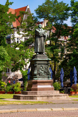 Eisenach, Germany - 06/2023: Memorial to Martin Luther, the reformator.