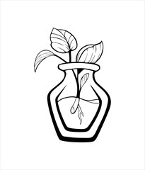 Simple vase flowers icon illustration outline