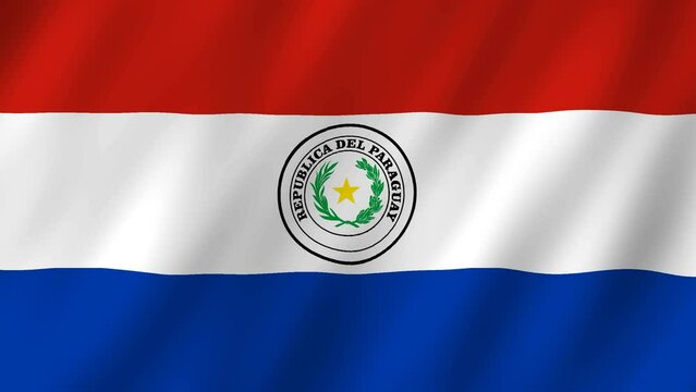 Flag of the Paraguay waving animation. looping National Paraguay flag animation background 4k