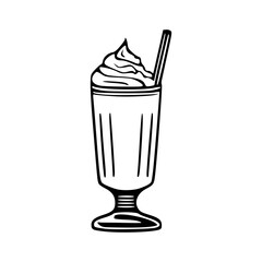 Milkshake drink black outlines vector illustration