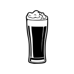 Glass of beer black outlines icon vector illustration