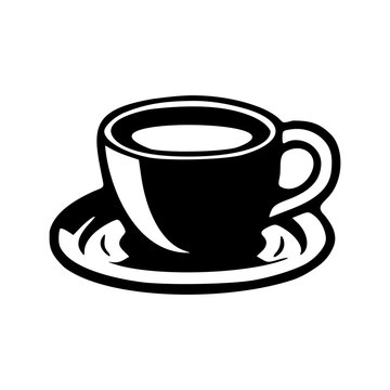 Coffee cup icon black outlines vector illustration