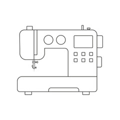 The icon of a modern sewing machine for sewing clothes on a white background.