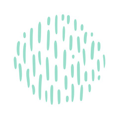Abstract geometric round shape, vertical strokes texture hand drawn illustration. Sketchy style design, isolated vector. Kids print element, background, backdrop with pattern, childish doodles
