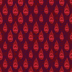 blood rain falling seamless vector pattern in red