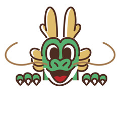 笑顔で頭を出すドラゴンのキャラクター