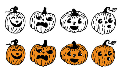 Halloween pumpkin set vector and illustration. - 617770895