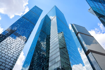  Bottom view of modern skyscrapers in business district - 617771836