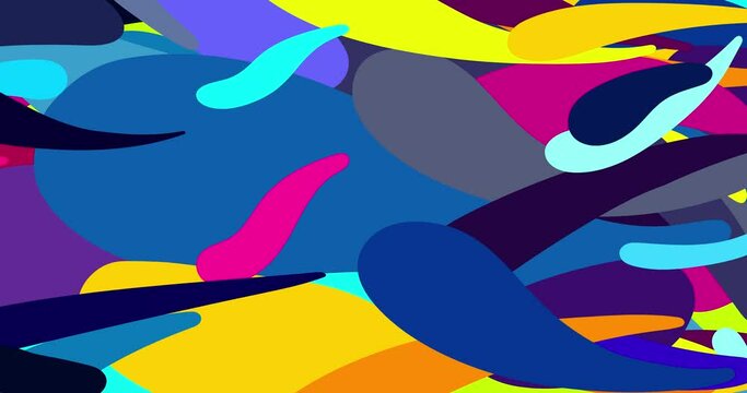 Loop long horizontal forms multi color crazy background. Cute liquid figure animation cartoon. Seamless loop isolated. Motion design element. Business, art, fashion, etc...