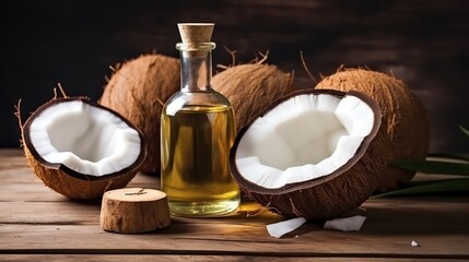 Obraz na płótnie Canvas coconut oil and coconut