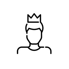 Male avatar with crown on his head. Premium user, luxury service. Pixel perfect, editable stroke icon