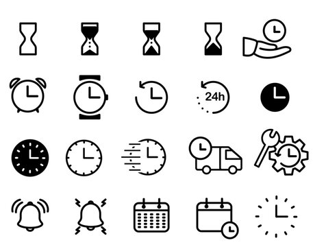 Vector illustration collection of simple clock related icons