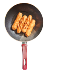 Sausages fried in a separate pan PNG transparent