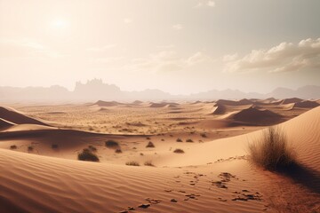 Fototapeta na wymiar A minimalist landscape with a scenic desert or dune field, Generative AI
