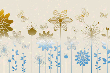 flowers and butterflis spring clip art  vector