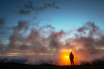 Happy man on sunset