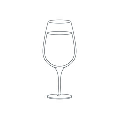 Glassware line icon. Illustration of outlined wineglass silhouette. Vector 10 EPS.