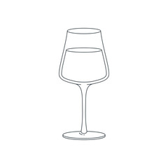Glassware line icon. Illustration of outlined wineglass silhouette. Vector 10 EPS.