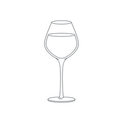 Glassware line icon. Illustration of outlined wineglass silhouette. Vector 10 EPS.