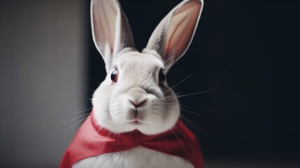 The Courageous Crusader: Rabbit in a Hero's Attire Bravely Faces Challenges for Bunny Freedom