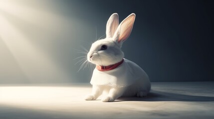 Obraz premium Cloak of Valor: Rabbit in a Hero's Mask Embodies the Spirit of Courageous Heroism