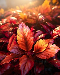Autumn leaves on the ground. AI generative art.