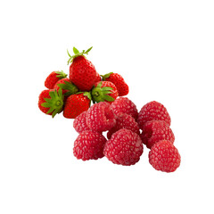 Raspberry and Strawberry Cut out, isolated transparent background