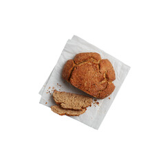 sliced ​​bread top view on paper Cut out, isolated transparent background