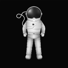 Astronaut in spacesuit. Character in protective helmet and white special suit