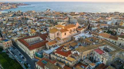 Fototapeta na wymiar Aerial View of Ortigia Island in Syracuse, Sicily, Italy, Europe, World Heritage Site