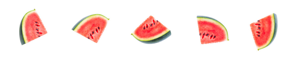 Watermelon fruit sliced isolated on white background, Organic fruit, Ripe watermelon