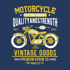 tee print design with vintage motorcycle drawing as vector
