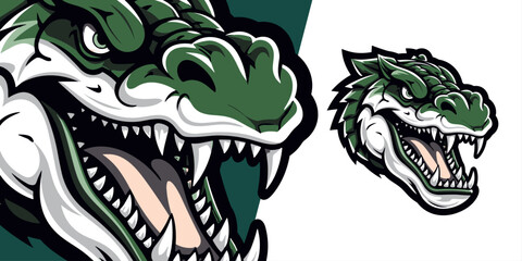 Green Crocodile Head Logo Mascot: Dynamic Vector Graphic for Sport and E-Sport Teams