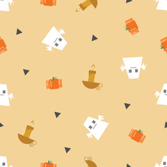 Halloween ghost pumpkin doodle pattern