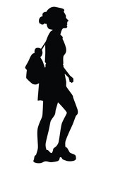 Woman silhouette vector on white background ,people in black and white, illustration for creative content.