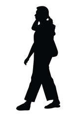 Woman silhouette vector on white background ,people in black and white, illustration for creative content.