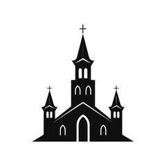 Vector silhouette of Christian church house classic icon symbol black color isolated on white background