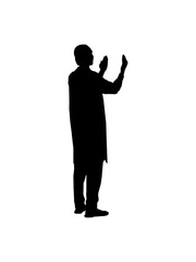 Silhouette of the Moslem or Muslim Pray, standing position. Vector Illustration