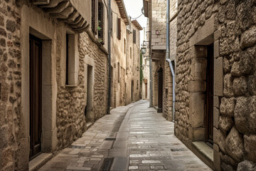 Fototapeta na wymiar Whispers of History: Exploring the Enchanting Beauty of a Medieval Narrow Street, ai generative