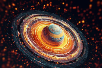 Celestial Cosmic Beauty: A mesmerizing vision of a vibrant galaxy, showcasing a celestial body within a spiral structure, emitting a radiant, cosmic glow, creating a spectacle of interstellar beauty.