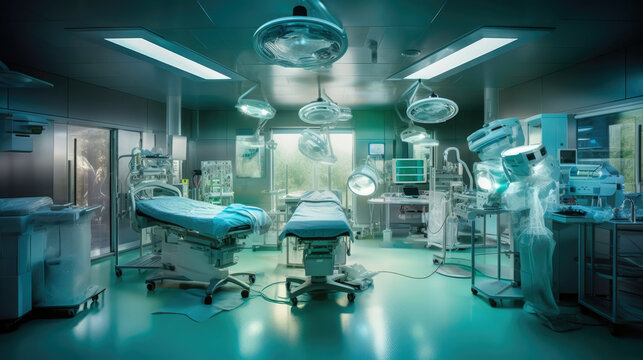 State-of-the-art operating theater with advanced robotic systems. Generative AI