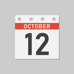 Fototapeta premium Icon page calendar day - 12 October
