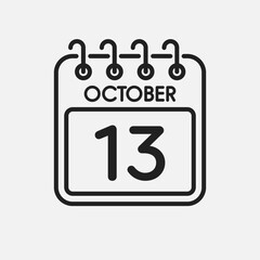 Icon page calendar day - 13 October