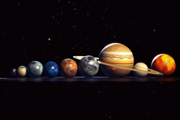 Celestial Bodies Alignment: A stunning depiction of the solar system, showcasing planets in perfect alignment. An awe-inspiring display of cosmic wonders.